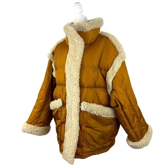 STAND STUDIO Dorothy Coat Down Jacket Caramel/Natural White Size 44 USA 12 - Picture 3 of 16